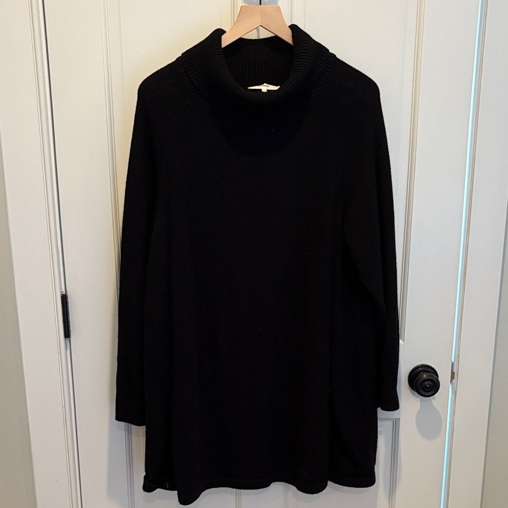 ba&sh Ribbed Black Cowl Neck Sweater Dress